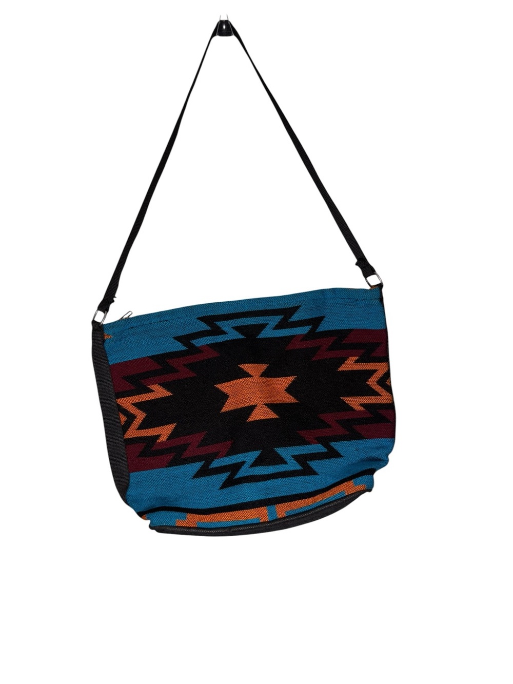 El Paso Saddle Blanket Co Southwestern Woven Shoulder Bag‎ Blue Orange Geometric